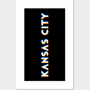 Kansas City Missouri CMYK Glitch Type Posters and Art